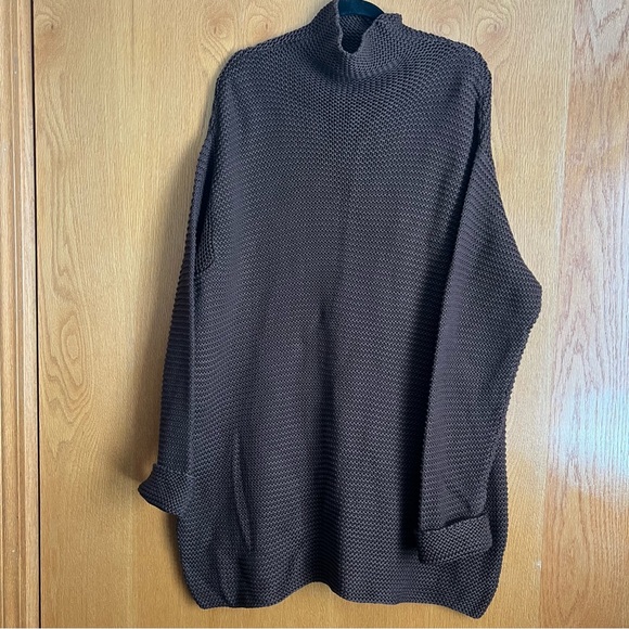 Ralph Ralph Lauren size Large brown long sleeve mock neck sweater tunic/dress - Picture 1 of 9